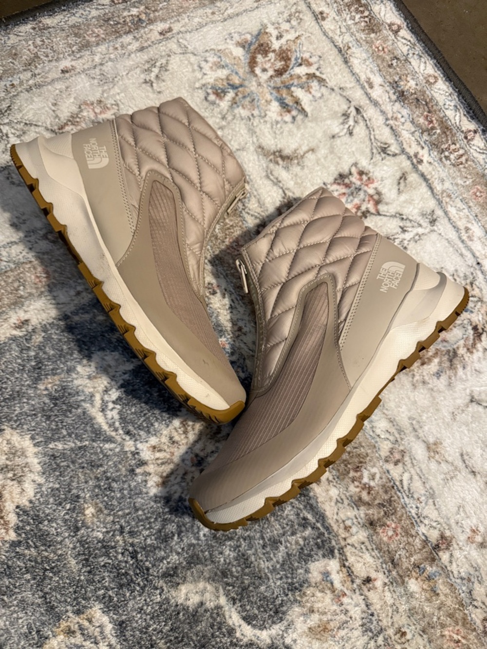 The North Face Quilted Ankle Booties in Taupe